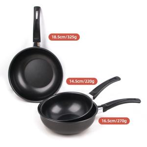 Black Mini Kitchen Sauce Pans Iron Non Stick With Bakelite Handle