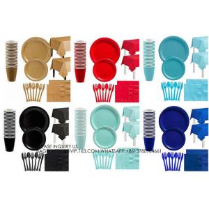 Buy cheap Colorful Party Pack! Includes Colorful Dinner Plates, Cutlery, Napkins And Cups product