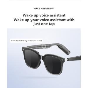 10 Hour Music Time Glossy Black Bluetooth Smart Glasses With Call Capacity