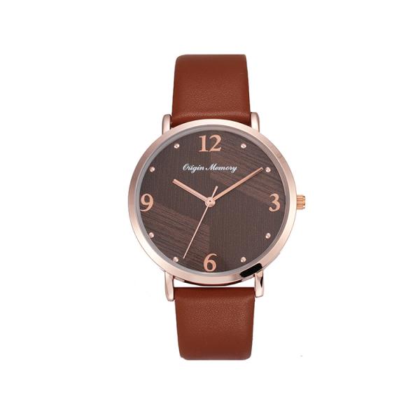 30m Waterproof 36mm Ladies Quartz Watch Leather Strap Three Dimensional Pattern