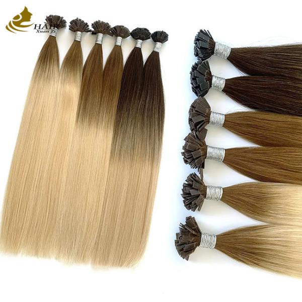 Quality Flat Keratin T U Tip Remy Hair Extensions Blonde Customized for sale