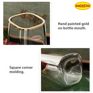 Buy cheap Hand Blown Square Clear Glass Vase With Gold Tracing from wholesalers