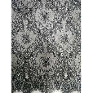 Buy cheap Black Tulle Structured French Black Chantilly Lace Fabric from wholesalers