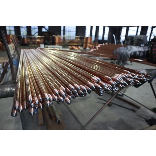 Buy cheap High Elongation Pointed Head Copper Coated Steel Earth Rods with Two Threads from wholesalers