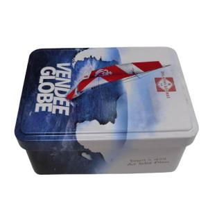 Buy cheap Decorative Rectangular Biscuit Tin Can CMYK Varnish Empty Tins With Hinged Lid product