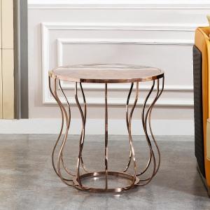 Buy cheap Golden Metal Corner Table Sofa Side Table Round Glass Table Top Bedside Table from wholesalers