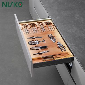 Buy cheap Pull Out Flatware Wooden Cutlery Organiser With LED Light from wholesalers