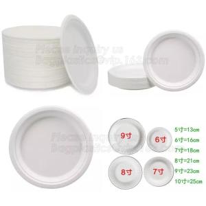 Buy cheap 100% Biodegradable and compostable sugarcane pulp packaging disposable paper plate,sugarcane baggase oval paper plate ba from wholesalers