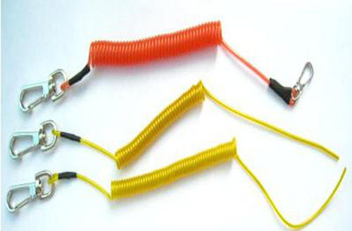 Colorful Plastic safe string holder coiled lanyard tether with heavy duty hooks