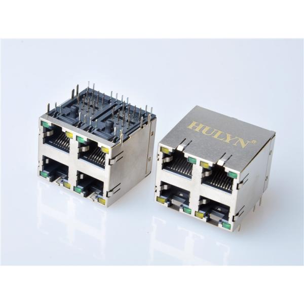 HULYN RJ45Jack, Shielded RJ45 Modular Jack Connector,with LEDs, 2x2 Ports,RJ45