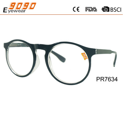 Quality 2018 new design round reading glasses ,made of PC frame,suitable for women and men for sale