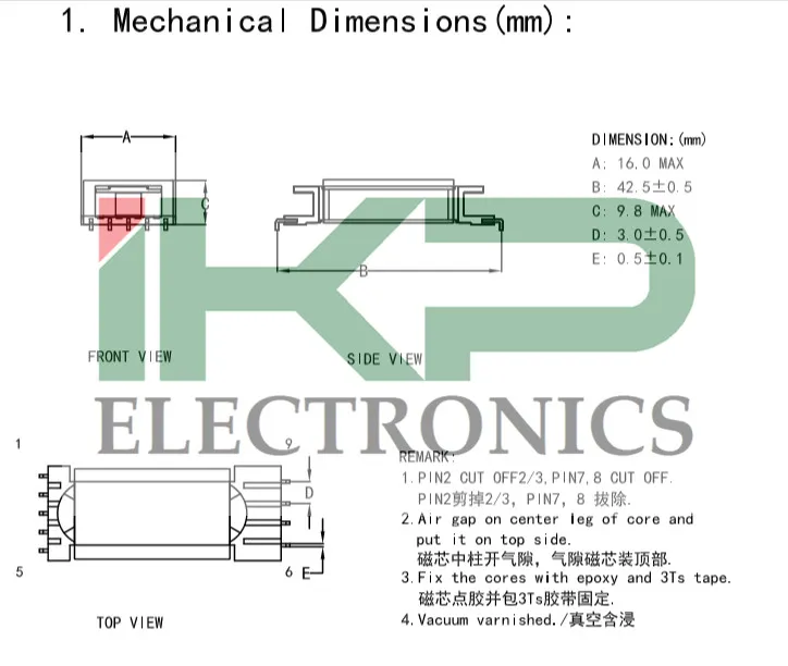 EDR 2810/ EDR40 High Frequency Transformer for Industrial Lighting in Stock