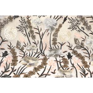 Buy cheap Scalloped  Embroidered Mesh Lace Fabric , Wedding Lace Material With Paillettes from wholesalers