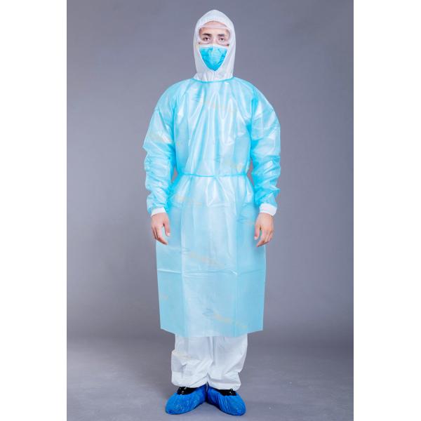 Quality Knitted Cuff 37g Disposable Isolation Gown Blue for sale