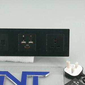 universal power multimedia aluminum hotel sockets with media hub