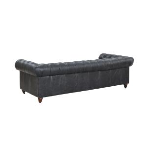 Buy cheap Royal Style Grey 3 Seater Leather Sofa High Resilient Foam Strong Solid Wood Frame Inside from wholesalers