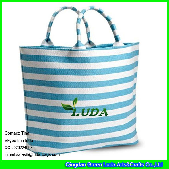 Quality LUDA striped paper straw bag large lady beach straw bags for sale