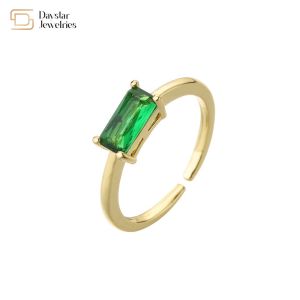 Buy cheap Square Crystal Zircon 18k Diamond Rings Gold Plated Adjustable Opening from wholesalers