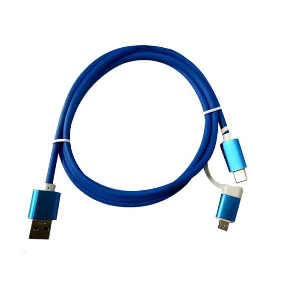 Quality OEM Micro Type C Data Cable Blue Color Electroplating Copper Endurable for sale