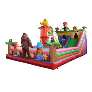 Buy cheap 0.4mm PVC Outdoor Inflatable Amusement Playground Theme Trampoline Park With Slides from wholesalers