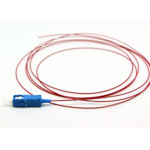 SC UPC Fiber Optic Pigtail 0.9mm cable 2M OS2 IEC Grade B Easy to strip Red LSZH