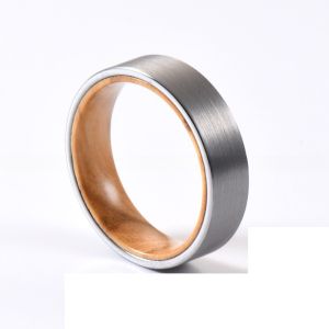 Buy cheap 6mm Brushed Silver Tungsten Flat Edges with Olive Wood Inner Wedding Ring for Men Women Comfort Fit and Scratch Resistant from wholesalers