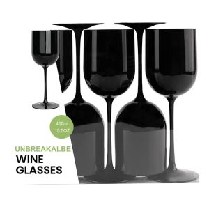 Buy cheap Unbreakable Modern Black Plastic Wine Glasses 15.5oz 450ml Recyclable from wholesalers