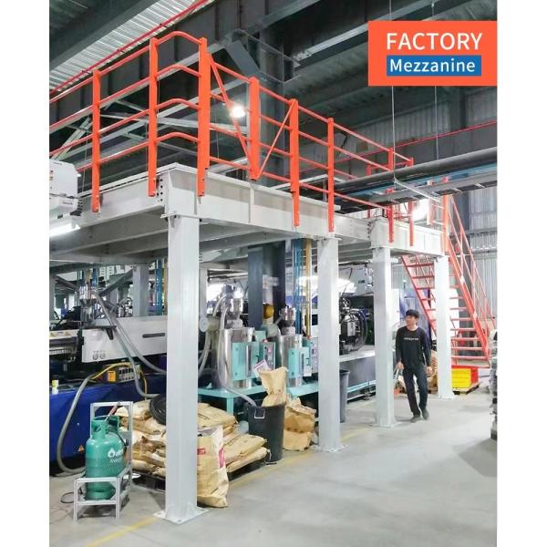 Warehouse Storage Rack Mezzanine Floor Kits with Stairs Customized Depth Steel