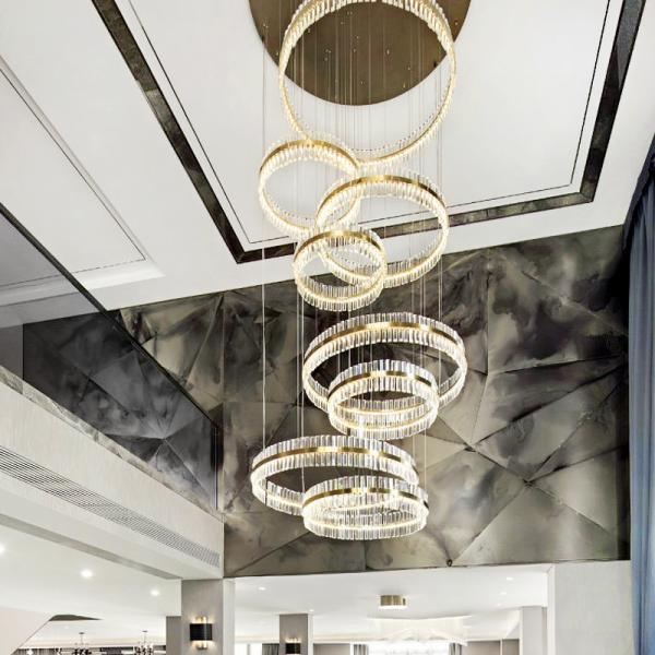 Quality Gold Metal Large Modern Circular Chandelier for sale