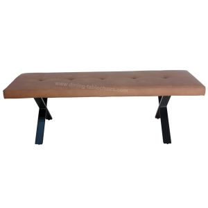 Anli PU Upholstered Dining Bench Powder Coating In Sanding Black Skin Friendly