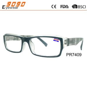 Buy cheap Fashionable reading glasses,made of plastic frame with spring hinge,pattern in the temple from wholesalers