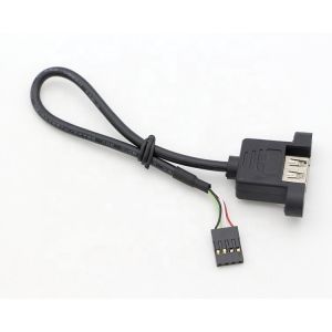 Custom Screw Lockiing Stud 1M 2M Female USB A Panel Mount to Dupont Connector