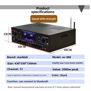 Buy cheap AV-888 7.1 Channel 2000W High Power Home Theater Karaoke Amplifier Speaker Dual Loop 12 Tube Made of Durable Metal from wholesalers