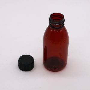 Buy cheap 120mL Amber Oval Prescription Bottle Child Safety Cap PET Material for Maple Syrup from wholesalers