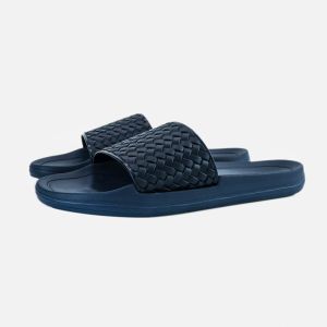 Wear Resistant 45EU Mens Black Slide Sandals With EVA Sole