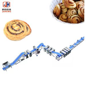 Buy cheap Commercial High-Capacity Automatic Puff Pastry Production Line Cinnamon Roll Machine from wholesalers