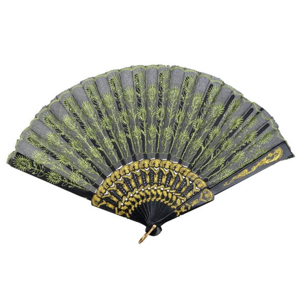 Light Green Peacock Feather Embroidered Hand Fan
