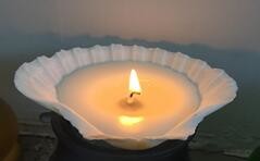 Buy cheap 100% paraffin white scented shell candle packed into gift box from wholesalers