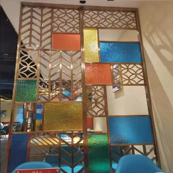 Buy cheap Metal frame aluminum stained colour glass acrylic room divider panel from wholesalers