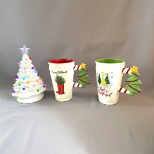 Buy cheap Custom 500ml Ceramic Mugs , Ceramic Christmas Cup With Tree Handle from wholesalers