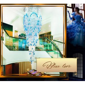 Buy cheap Modern Crystal Ceiling Chandelier For Living Room Lobby Luxury Long Staircase Blue Chandelier(WH-NC-99) from wholesalers