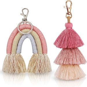 Buy cheap Rainbow Keychain Macrame Weaving Rainbow Tassel Keychains Car Keyring Holder Jewelry for Bag Wallet Purse Women from wholesalers