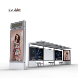 250W Solar Powered Smart Bus Shelter With City Light Board