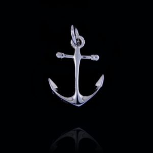 Buy cheap S925 Anchor Shape Plain Silver Pendant Plated Rhodium Simple Design Without Stone from wholesalers