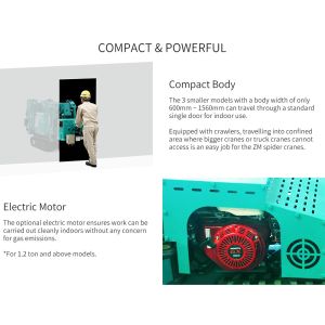 ZHONGMEI China Supplier Mini Hydraulic Telescope 1.2t Tracked Spider Crane With