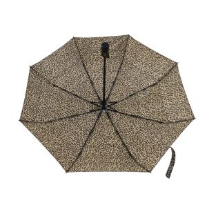190T Polyester 3 Folding Umbrella With Lepoard Pattern