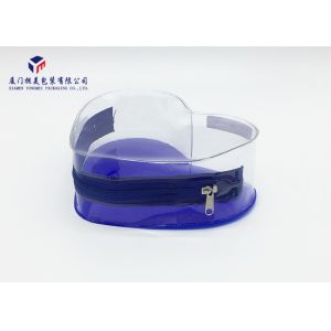 Heart Shape Soft PVC Bags 14.5cm Height Backside Opaque Embossed Blue PVC
