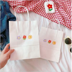 Buy cheap Custom Printing Recyclable Paper Bags With Handles Flower Pattern from wholesalers