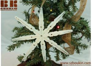China Christmas Snowflake Ornament, Repurposed Wood Snowflake, Chalk Paint Glittering Snow Flake Ornie on sale
