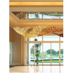 Buy cheap Hotel Lobby Customized Glass Chandelier With Brass And Crystal Accents from wholesalers